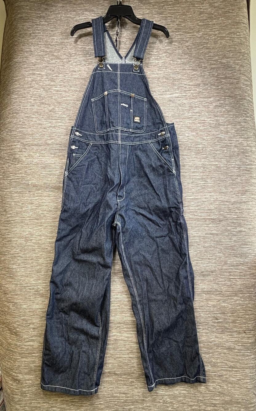 Berne Bib Overalls Mens 40x30 Blue Denim Carpenter Utility Workwear Construction